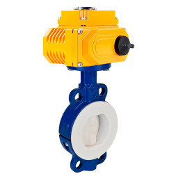 Затвор дисковый поворотный WBV3434Pf-2W-Fb-R Ду150 Ру16 корпус - углеродистая сталь WCB, диск - углеродистая сталь WCB, футерованный PTFE, уплотнение - PTFE, с четвертьоборотным электроприводом QT-N-020EM-O1-380VAC-У1 380В