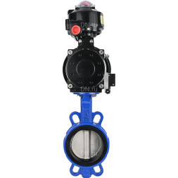 Затвор дисковый поворотный WBV1432N-2W-Fb-H Ду150 Ру16, корпус - чугун GGG50, диск - нержавеющая сталь 316L, уплотнение - NBR, с пневмоприводом PA-DA-105-1 двойного действия, пневмораспределителем 4M310-08 DC24V, БКВ APL-510N-EX