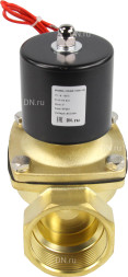 Клапан электромагнитный VS100-VT-NC-24VAC 2″ Ду50 Ру10 прямого действия двухходовой, корпус - латунь, присоединение - внутренняя резьба, уплотнение - VITON, нормально-закрытый, катушка - 24 В AC