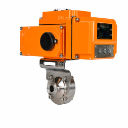 Затвор дисковый поворотный WBV3131E-2W-C-H Ду80 Ру10 кламповый, корпус - пищевая нержавеющая сталь 304, уплотнение - EPDM, с электроприводом QT-N-005EM-B1-220VAC-У1 c датчиком обратной связи и входным управляющим сигналом 0-10В HARK