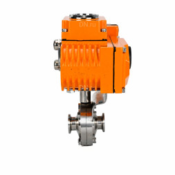 Затвор дисковый поворотный WBV3131E-2W-C-H Ду80 Ру10 кламповый, корпус - пищевая нержавеющая сталь 304, уплотнение - EPDM, с электроприводом QT-N-005EM-B1-220VAC-У1 c датчиком обратной связи и входным управляющим сигналом 0-10В HARK