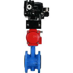 Затвор дисковый поворотный WBV1313E-2W-F-H Ду80 Ру16 фланцевый, корпус - чугун GGG40, диск - чугун GGG40, уплотнение - EPDM, с пневмоприводом PA-DA-105 и позиционером YT-1000RSN с обратной связью