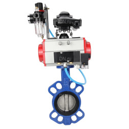 Затвор дисковый поворотный WBV1432E-2W-Fb-H Ду125 Ру16, корпус - чугун GGG50, диск - нержавеющая сталь 316L, уплотнение - EPDM, с пневмоприводом PA-DA-083, пневмораспределителем 4M310-08 AC220V, БКВ APL-210N, БПВ AFC2000