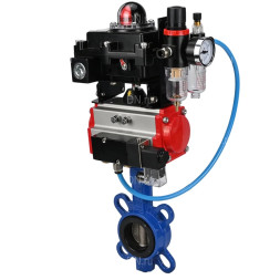 Затвор дисковый поворотный WBV1413E-2W-Fb-H Ду50 Ру16, корпус - чугун GGG50, диск - чугун GGG40, уплотнение - EPDM, с пневмоприводом PA-SA-083, пневмораспределителем 4M310-08 AC220V, БКВ APL-410N EX, БПВ AFC2000