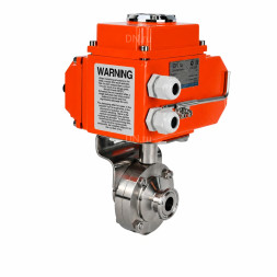 Затвор дисковый поворотный WBV3131S-2W-C-H Ду80 Ру10 кламповый, корпус - пищевая нержавеющая сталь 304, уплотнение - Silicon, с электроприводом QT-N-003EM-O1-24VDC-У1 HARK