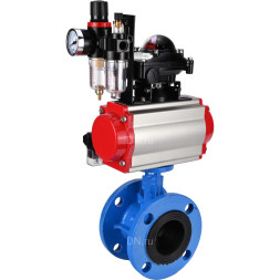Затвор дисковый поворотный WBV1313E-2W-F-H Ду125 Ру16 фланцевый, корпус - чугун GGG40, диск - чугун GGG40, EPDM, с пневмоприводом PA-DA-130, пневмораспределителем 4M310-08 AC220V, БКВ APL-210N и БПВ AFC2000