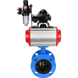Затвор дисковый поворотный WBV1313E-2W-F-H Ду125 Ру16 фланцевый, корпус - чугун GGG40, диск - чугун GGG40, EPDM, с пневмоприводом PA-DA-130, пневмораспределителем 4M310-08 AC220V, БКВ APL-210N и БПВ AFC2000