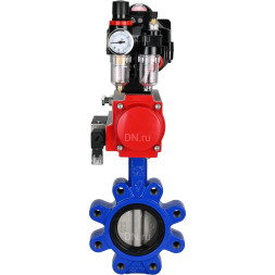 Затвор дисковый поворотный WBV1631E-2W-Fb-H Ду50 Ру16 LUG корпус - чугун QT450, диск - нержавеющая сталь 304, уплотнение - EPDM, с пневмоприводом PA-DA-065, пневмораспределителем 4M310-08 AC220V, БКВ APL-510N EX и БПВ AFC2000