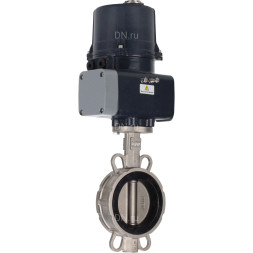 Затвор дисковый поворотный WBV3232V-2W-Fb-H Ду65 Ру16, корпус - нержавеющая сталь 316L, диск - нержавеющая сталь 316L, уплотнение - Viton, с электроприводом QTSA-N-005EM-O0-220VAC с пружинным возвратом