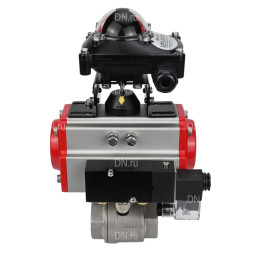 Кран шаровой BV3232P(2pc)-FP-T-ISO-H Ду40 Ру63 полнопроходной двухходовой, нержавеющая сталь SS316, внутренняя резьба, уплотнение - PTFE, с пневмоприводом PA-SA-105 с возвратными пружинами, с пневмораспределителем 4M310-08 24В, с БКВ APL-210N