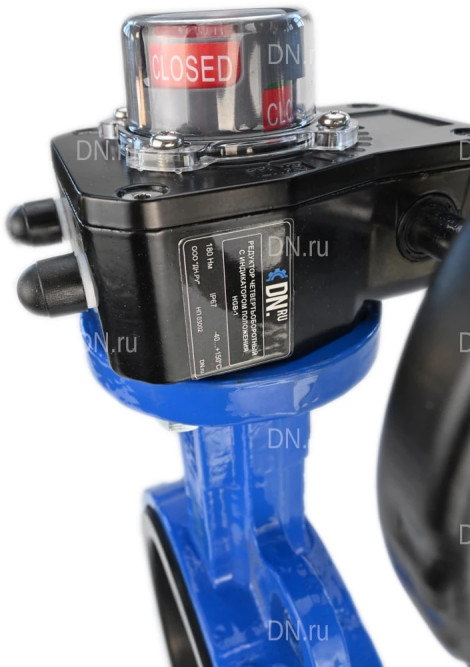 Затвор дисковый поворотный WBV1132N-2W-Fb-H Ду50 Ру16 межфланцевый, корпус - чугун GG25, диск - нержавеющая сталь 316L, уплотнение - NBR, с редуктором HGB RQN1-180Z с индикатором положения в Уфе