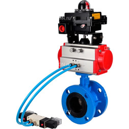 Затвор дисковый поворотный WBV1313E-2W-F-H Ду50 Ру16, корпус - чугун GGG40, диск - чугун GGG40, уплотнение - EPDM, с пневмоприводом PA-DA-105, пневмораспределителем 4M320-10 AC220V и БКВ APL-410N EX