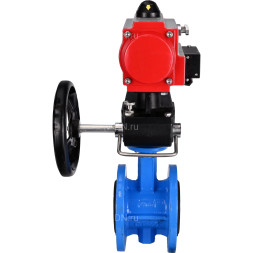 Затвор дисковый поворотный WBV1313E-2W-F-H Ду125 Ру16 фланцевый, корпус - чугун GGG40, диск - чугун GGG40, EPDM, с пневмоприводом PA-DA-130, пневмораспределителем 4M310-08 DC24V и ручным дублером MON1-250-T26-ISO