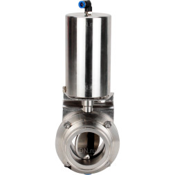 Затвор дисковый поворотный кламповый WBV3131S-2W-C-H Ду32 Ру10 корпус - пищевая нержавеющая сталь 304, уплотнение – Silicon, с пневмоприводом PA-SA-85 с возвратными пружинами