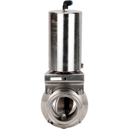 Затвор дисковый поворотный кламповый WBV3131S-2W-C-H Ду32 Ру10 корпус - пищевая нержавеющая сталь 304, уплотнение – Silicon, с пневмоприводом PA-SA-85 с возвратными пружинами