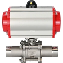 Кран шаровой BV3131P(3pc)-FP-W-ISO-H LONG Ду40 Ру40 полнопроходной, корпус - нержавеющая сталь 304, уплотнение - PTFE, под приварку, с пневмоприводом PA-SA-105 и пневмораспределителем 4M310-08 AC220V