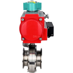 Затвор дисковый поворотный кламповый WBV3131E-2W-C-H Ду20 Ру10 корпус - пищевая нержавеющая сталь 304, уплотнение - EPDM, с пневмоприводом PA-DA-052, пневмораспределителем 4M310-08 DC24V и магнитным переключателем ALS200D