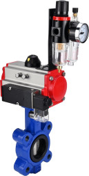 Затвор дисковый поворотный WBV1631N-2W-Fb-H Ду80 Ру16 LUG корпус - чугун QT450, диск - нержавеющая сталь 304, уплотнение - NBR, с пневмоприводом PA-SA-105, пневмораспределителем 4M310-08 DC24V и БПВ AFC2000