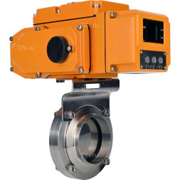 Затвор дисковый поворотный WBV3131S-2W-W-H Ду20 Ру10 под приварку, корпус - пищевая нержавеющая сталь 304, уплотнение - Silicon, с электроприводом QT-N-005EM-A1-220VAC-У1 c датчиком обратной связи и входным управляющим сигналом 4-20мА HARK
