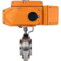 Затвор дисковый поворотный WBV3131S-2W-W-H Ду20 Ру10 под приварку, корпус - пищевая нержавеющая сталь 304, уплотнение - Silicon, с электроприводом QT-N-005EM-A1-220VAC-У1 c датчиком обратной связи и входным управляющим сигналом 4-20мА HARK