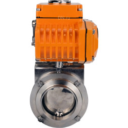 Затвор дисковый поворотный WBV3131S-2W-W-H Ду20 Ру10 под приварку, корпус - пищевая нержавеющая сталь 304, уплотнение - Silicon, с электроприводом QT-N-005EM-A1-220VAC-У1 c датчиком обратной связи и входным управляющим сигналом 4-20мА HARK