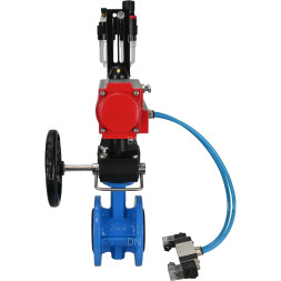 Затвор дисковый поворотный WBV1313E-2W-F-H Ду125 Ру16 фланцевый, корпус - чугун GGG40, диск - чугун GGG40, EPDM, с пневмоприводом PA-DA-130, пневмораспределителем 4V320-08 AC220V, дублером MON1-250-T26-ISO и БПВ AFC2000