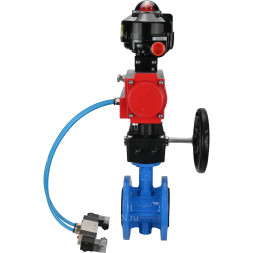 Затвор дисковый поворотный WBV1313E-2W-F-H Ду50 Ру16 фланцевый, корпус - чугун GGG40, диск - чугун GGG40, EPDM, с пневмоприводом PA-DA-105, пневмораспределителем 4V320-10 AC220V, БКВ APL-510N EX и ручным дублером MON1-250-T26-ISO