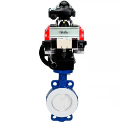 Затвор дисковый поворотный WBV3434Pf-2W-Fb-R Ду150 Ру16 корпус - углеродистая сталь WCB, диск - углеродистая сталь WCB, футерованный PTFE, уплотнение - PTFE, с PA-DA-105, пневмораспределителем 4V320-08 AC220V, БКВ APL-210N и MON3-700-T38-ISO