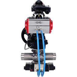 Кран шаровой BV3131P(3pc)-FP-W-ISO-H LONG Ду150 Ру16, полнопроходной, нержавеющая сталь 304, уплотнение - PTFE, под приварку, с пневмоприводом PA-DA-140, с пневмораспределителем 4V320-10 AC220V, БКВ APL-210N, ручным дублером MON4-1200-T54-ISO