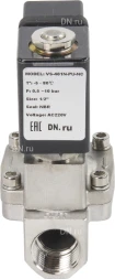 Клапан электромагнитный VS431-VT-NC-24VAC 1/2″ Ду15 Ру16 пилотного действия двухходовой, корпус - сталь нержавеющая 304, присоединение - внутренняя резьба, уплотнение - VITON, нормально-закрытый, катушка - 24В AC