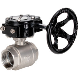 Кран шаровой BV3232P(2pc)-FP-T-ISO-H Ду65 Ру40 полнопроходной двухходовой, нержавеющая сталь SS316, внутренняя резьба, уплотнение - PTFE, с редуктором RDN RQN4-500Z-T30