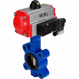 Затвор дисковый поворотный WBV1631N-2W-Fb-H Ду65 Ру16 LUG корпус - чугун QT450, диск - нержавеющая сталь 304, уплотнение - NBR, с пневмоприводом PA-SA-105 и пневмораспределителем 4M310-08 DC24V