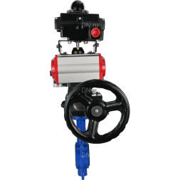 Затвор дисковый поворотный WBV1132N-2W-Fb-H Ду125 Ру16, корпус - чугун GG25, диск - нержавеющая сталь 316L, уплотнение - NBR, с пневмоприводом PA-DA-105, пневмораспределителем 4M310-08 DC24V, БКВ APL-410N EX, ручным дублером MON3-700-T38-ISO
