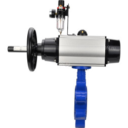 Затвор дисковый поворотный WBV1631E-2W-Fb-H Ду150 Ру16 LUG корпус - чугун QT450, диск - нержавеющая сталь 304, уплотнение - EPDM, с пневмоприводом PA-DA-105-1, пневмораспределителем 4M310-08 AC220V и БПВ AFC2000