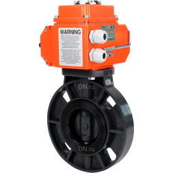 Затвор дисковый поворотный WBV4242E-2W-Fb-ISO Дн150 Ру10 межфланцевый, корпус - НПВХ, диск - НПВХ, уплотнение - EPDM, с электроприводом QT-N-008EM-O1-24VDC-У1 24В HARK