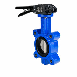 Затвор дисковый поворотный WBV1631N-2W-Fb-H Ду65 Ру16 LUG межфланцевый, корпус - чугун QT450, диск - нержавеющая сталь AISI 304, уплотнение - NBR, с рукояткой и двумя концевыми датчиками LS-103 250В