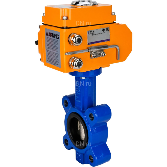 Затвор дисковый поворотный WBV1616E-2W-Fb-H Ду150 Ру16 LUG корпус - чугун QT450, диск - чугун QT450, уплотнение - EPDM, межфланцевый, с электроприводом QT-N-020EM-O1-380VAC-У1 380В в Уфе