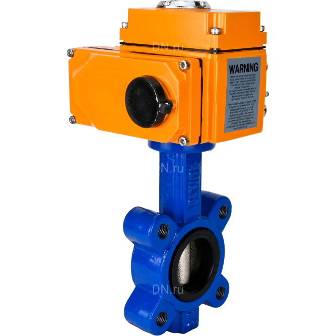 Затвор дисковый поворотный WBV1616E-2W-Fb-H Ду150 Ру16 LUG корпус - чугун QT450, диск - чугун QT450, уплотнение - EPDM, межфланцевый, с электроприводом QT-N-020EM-O1-380VAC-У1 380В в Уфе