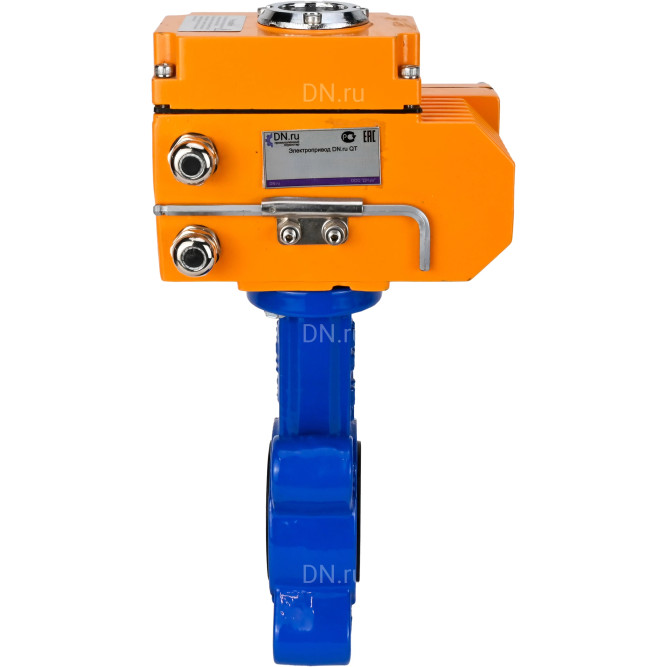 Затвор дисковый поворотный WBV1616E-2W-Fb-H Ду150 Ру16 LUG корпус - чугун QT450, диск - чугун QT450, уплотнение - EPDM, межфланцевый, с электроприводом QT-N-020EM-O1-380VAC-У1 380В в Уфе