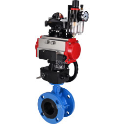 Затвор дисковый поворотный WBV1313E-2W-F-H Ду50 Ру16 фланцевый, корпус - чугун GGG40, диск - чугун GGG40, EPDM, с пневмоприводом PA-DA-105, пневмораспределителем 4M310-08 AC220V, БКВ APL-210N, ручным дублером MON1-250-T26-ISO и БПВ AFC2000