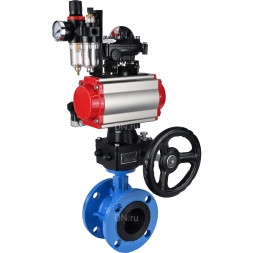 Затвор дисковый поворотный WBV1313E-2W-F-H Ду50 Ру16 фланцевый, корпус - чугун GGG40, диск - чугун GGG40, EPDM, с пневмоприводом PA-DA-105, пневмораспределителем 4M310-08 AC220V, БКВ APL-210N, ручным дублером MON1-250-T26-ISO и БПВ AFC2000