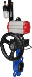 Затвор дисковый поворотный WBV1132N-2W-Fb-H Ду150 Ру16, корпус - чугун GG25, диск - нержавеющая сталь 316L, уплотнение - NBR, с пневмоприводом PA-DA-105, пневмораспределителем 4M310-08 AC220V, ручным дублером MON3-700-T38-ISO, БПВ AFC2000