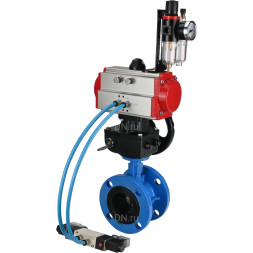 Затвор дисковый поворотный WBV1313E-2W-F-H Ду80 Ру16 фланцевый, корпус - чугун GGG40, диск - чугун GGG40, EPDM, с пневмоприводом PA-DA-105, пневмораспределителем 4V320-08 AC220V, дублером MON1-250-T26-ISO и БПВ AFC2000