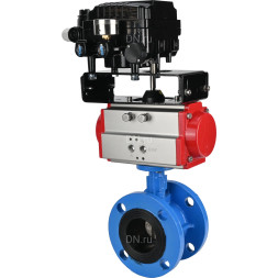 Затвор дисковый поворотный WBV1313E-2W-F-H Ду50 Ру16 фланцевый, корпус - чугун GGG40, диск - чугун GGG40, уплотнение - EPDM, с пневмоприводом PA-DA-105 и позиционером YT-1000RSN без обратной связи