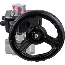 Кран шаровой BV3232P(2pc)-FP-T-ISO-H 3/8″ Ду10 Ру63 полнопроходной двухходовой, нержавеющая сталь SS316, внутренняя резьба, уплотнение - PTFE, с редуктором HGB RQN1-180Z