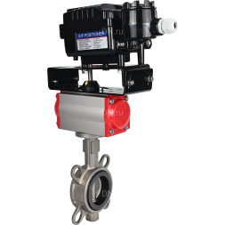 Затвор дисковый поворотный WBV3131N-2W-Fb-H Ду200 Ру16, корпус - нержавеющая сталь 304, диск - нержавеющая сталь 304, NBR, с пневмоприводом PA-DA-140, позиционером YT-1000RSN с обратной связью и ручным дублером MON4-1200-T54-ISO