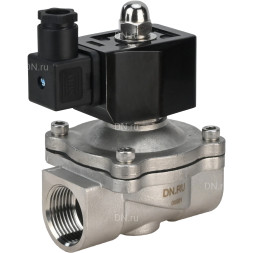 Клапан электромагнитный VS331-ET-NC-220VAC 3/4″ Ду20 Ру10, соленоидный двухходовой, корпус - нержавеющая сталь 304, уплотнение - EPDM, резьбовой, нормально-закрытый, прямого действия, катушка - 220В