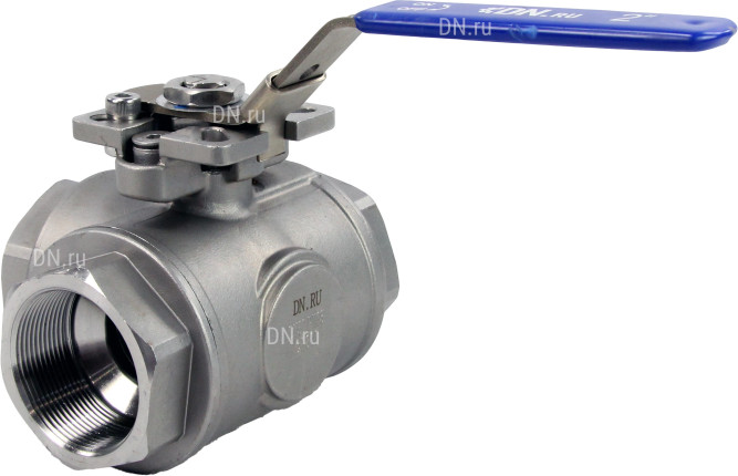 Кран шаровой BV3232P(4pc)-SP-3WT-T-ISO-H Ду20 Ру63, 3-ходовой T-тип стандартнопроходной, внутренняя резьба, уплотнение - PTFE, материал корпуса - нержавеющая сталь SS316 с ISO фланцем и рукояткой в Уфе