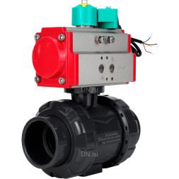 Кран шаровой BV4242E-FP-GRM-ISO Дн20 Ру10 полнопроходной, корпус - НПВХ, шар - НПВХ, уплотнение - EPDM, с пневмоприводом PA-SA-052 и магнитным переключателем ALS200D