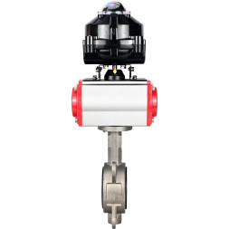 Затвор дисковый поворотный WBV3131E-2W-Fb-H Ду100 Ру16, корпус - нержавеющая сталь 304, диск - нержавеющая сталь 304, уплотнение - EPDM, с пневмоприводом PA-DA-083 и БКВ APL-510N EX